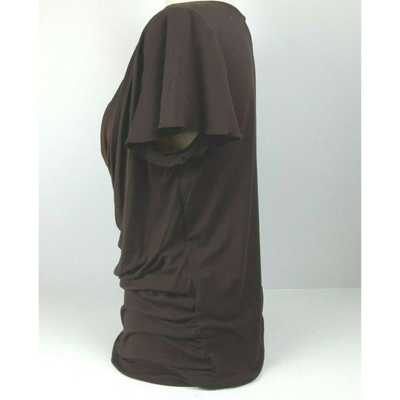 Vintage ALYX Brown Studded Sequin Stretchy Drape Neck Blouse Top XL - Picture 3 of 8